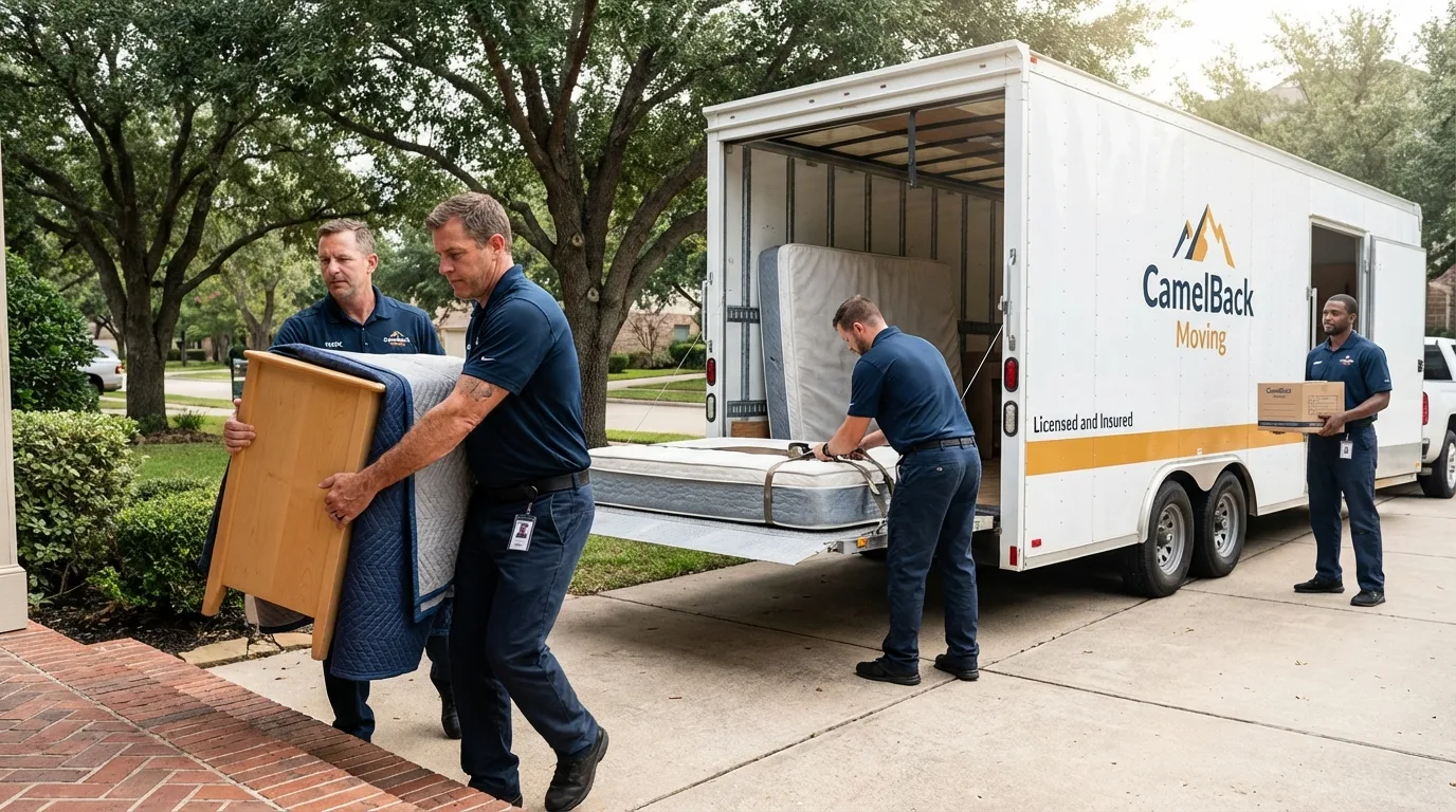Crew loading residential truck for cross-state move from Brownsville, TN