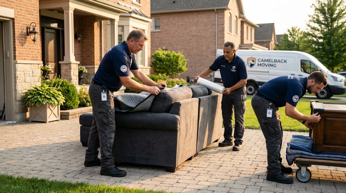 Large estate moving crew wrapping furniture in Brownsville, TN