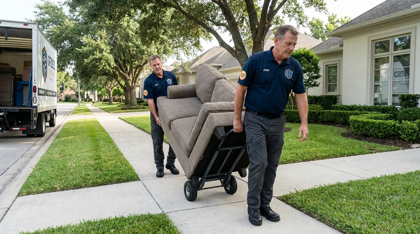 Local residential moving crew loading furniture in Brownsville, TN