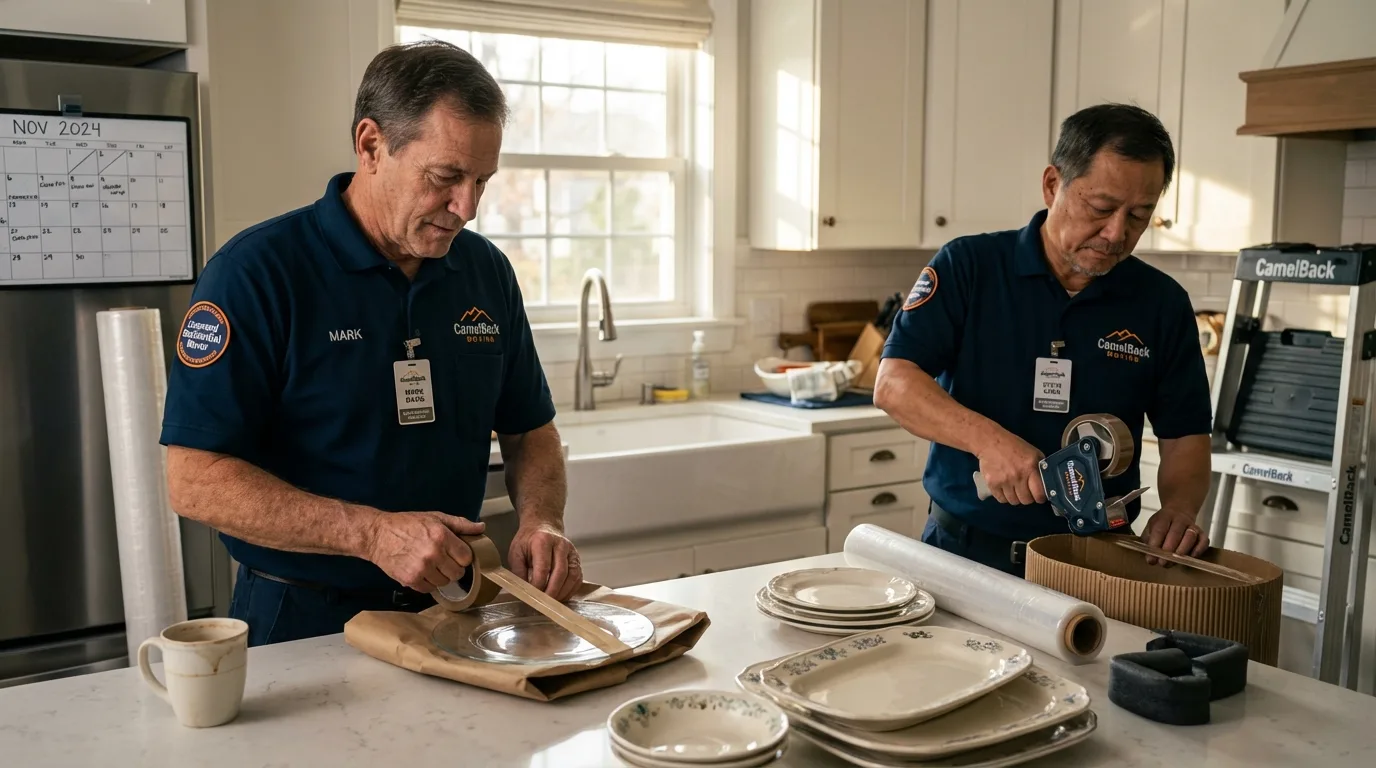 Professional crew packing kitchen dishware in Brownsville, TN